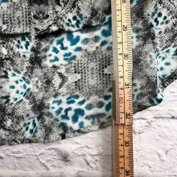 Two by Vince Camuto‎ Women Blouse Small Animal Print Button Front Long Sleeve - Picture 4 of 7